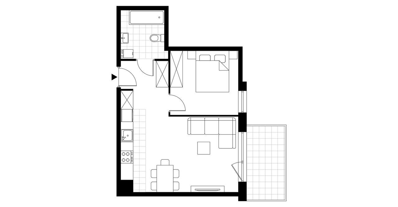 2-pokojowe mieszkanie 41m2 + balkon Bezpośrednio - Pełny obrazek: 3/8