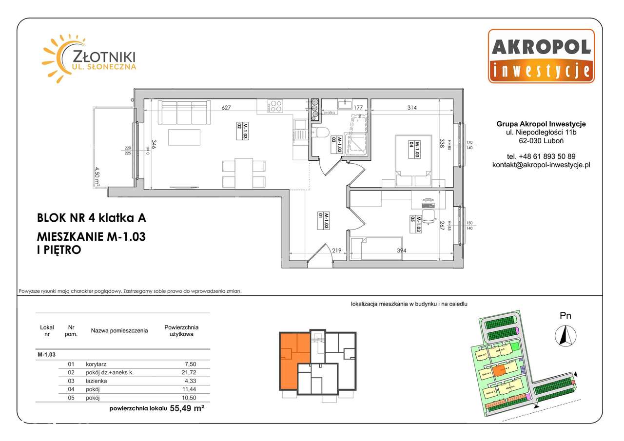 3-pokojowe mieszkanie 55m2 + balkon - Pełny obrazek: 2/9