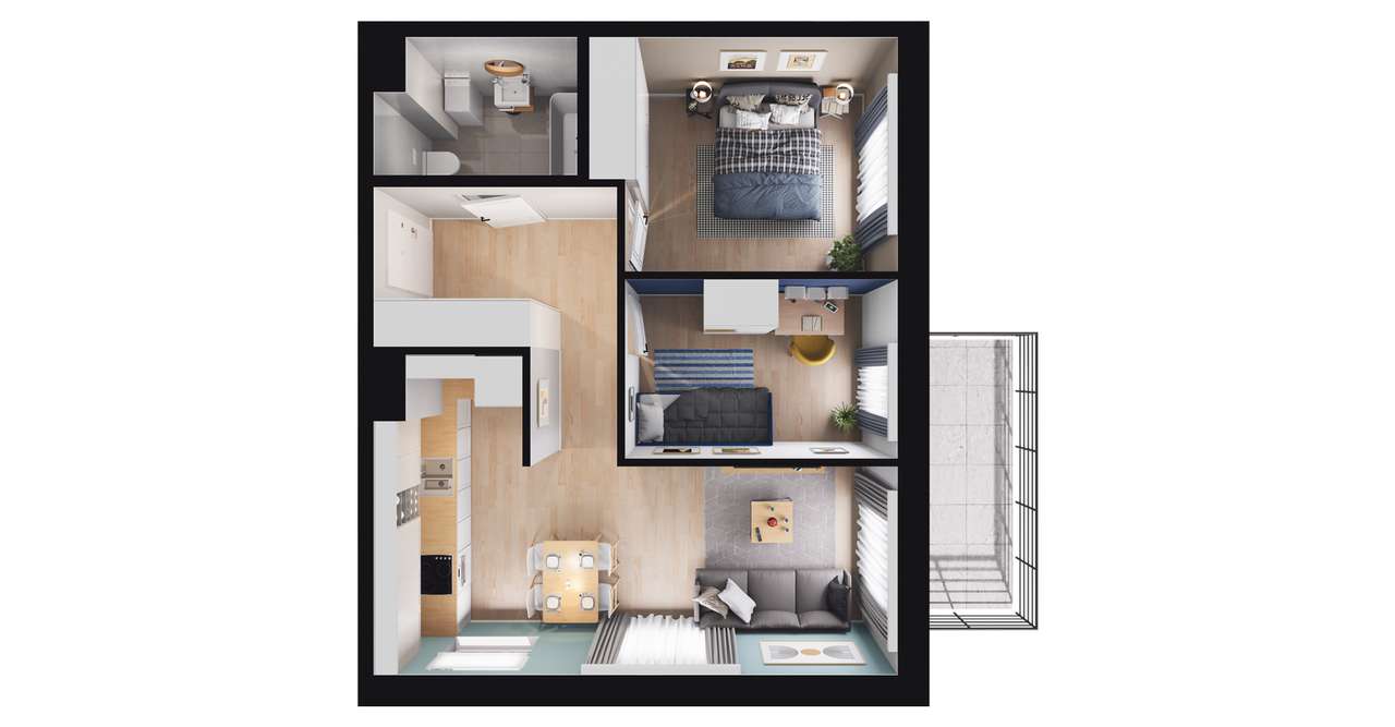 3-pokojowe mieszkanie 49m2 + balkon Bez Prowizji - Pełny obrazek: 2/8