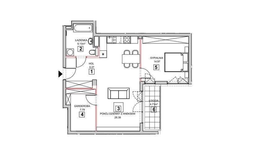 Funkcjonalne 2 pokoje • I piętro • Płochocińska -umów się na oglądanie - Pełny obrazek: 2/7