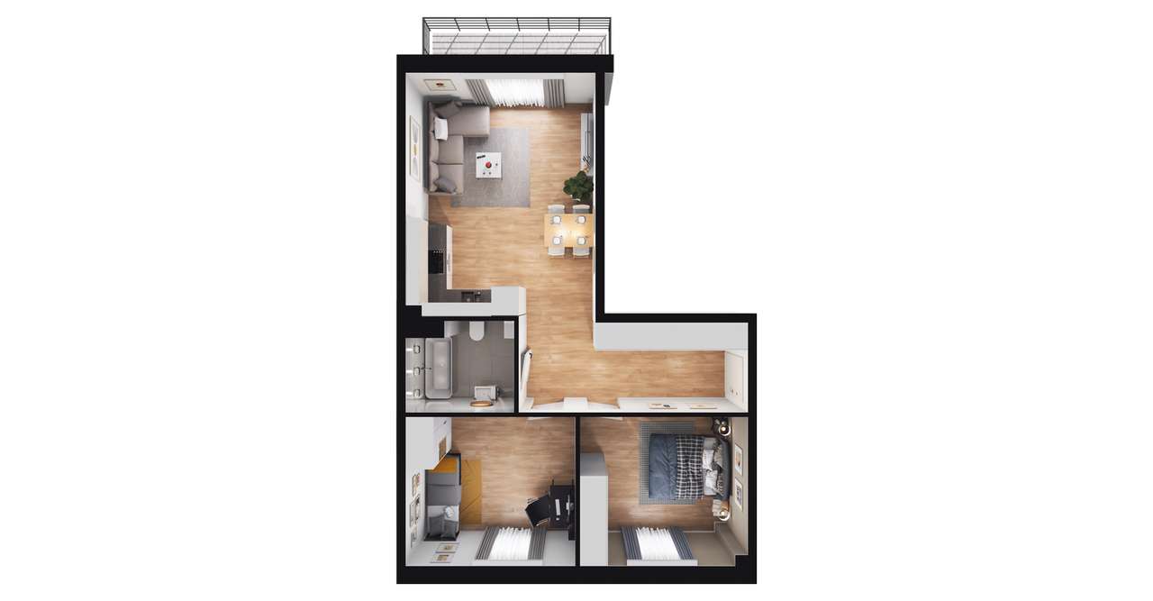 3-pokojowe mieszkanie 57m2 + balkon Bez Prowizji - Pełny obrazek: 2/8