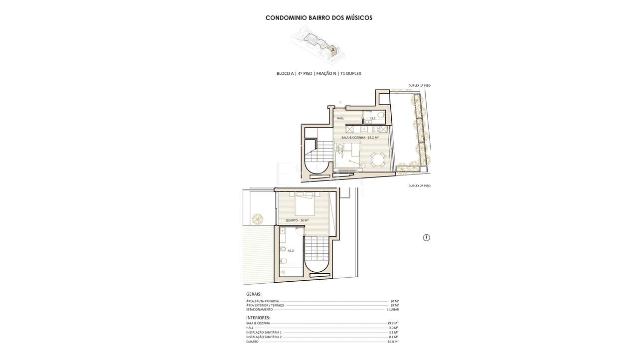Apartamento T1 Duplex com Terraço e Varanda no Bairro dos Músicos-7