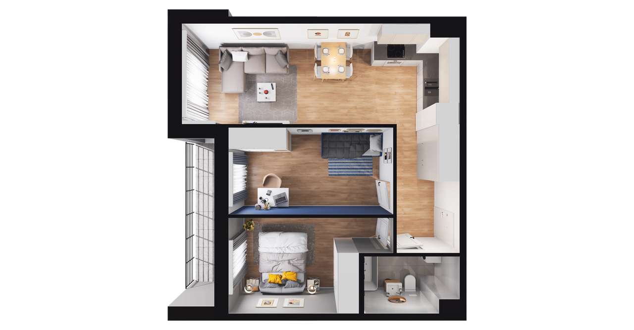 3-pokojowe mieszkanie 54m2 + loggia Bez Prowizji - Pełny obrazek: 2/7