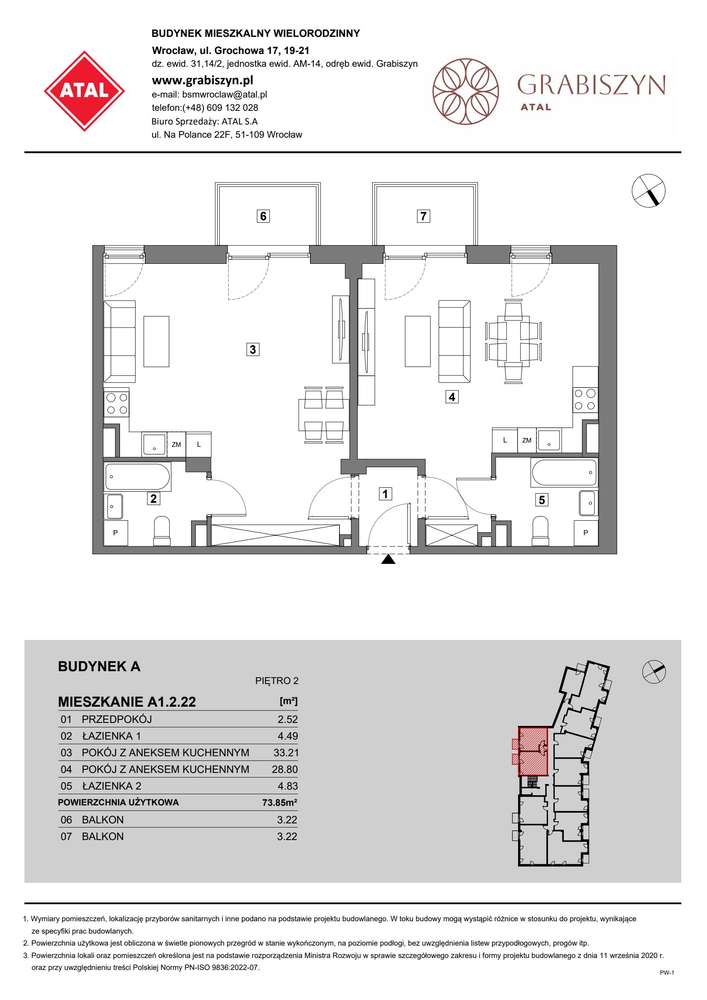 2-pokojowe mieszkanie 73m2 + 2 balkony - Pełny obrazek: 2/9