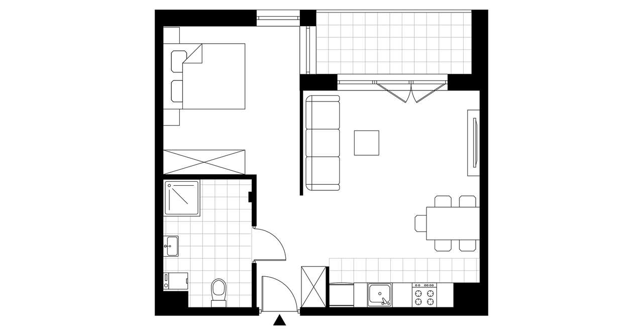 5-pokojowe mieszkanie 43m2 + loggia Bezpośrednio - Pełny obrazek: 3/8