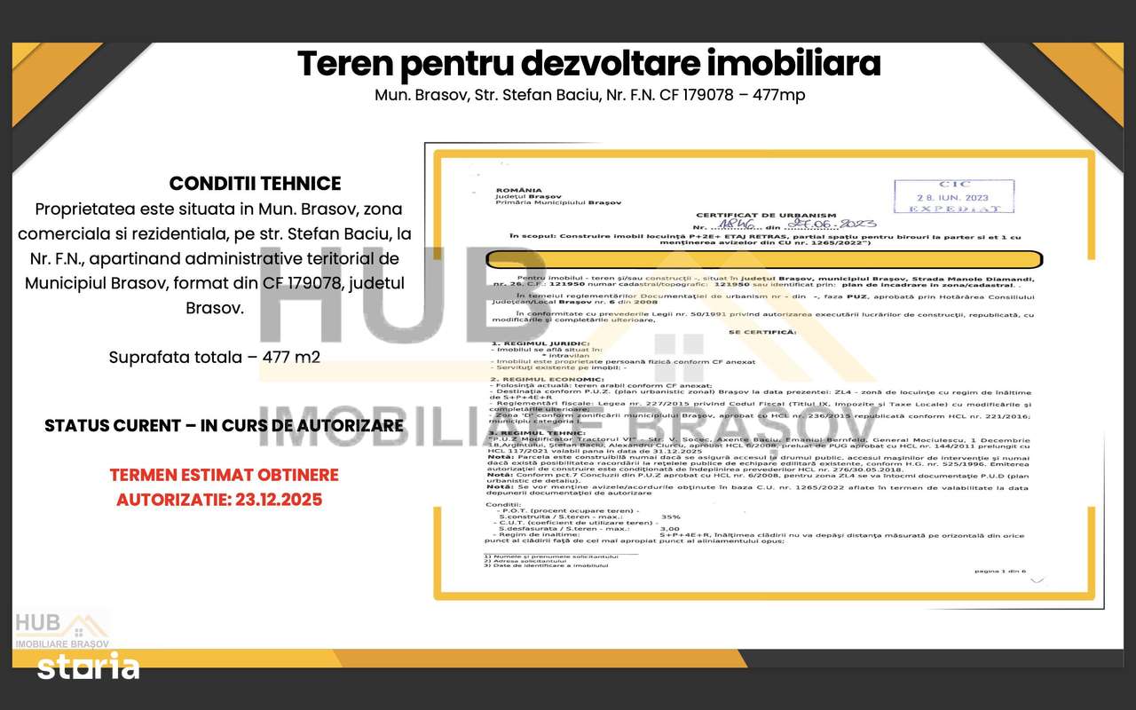 Oportunitate Investitie | Teren cu Autorizatie Emisa | Comercial + Rez - Imagine principală: 3/15