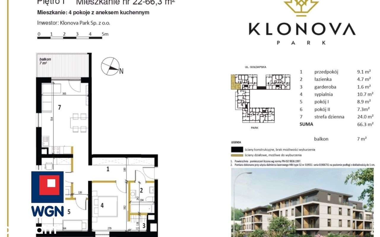 Salon z aneksem + 3 sypialnie | 66,3m | 1 piętro-7