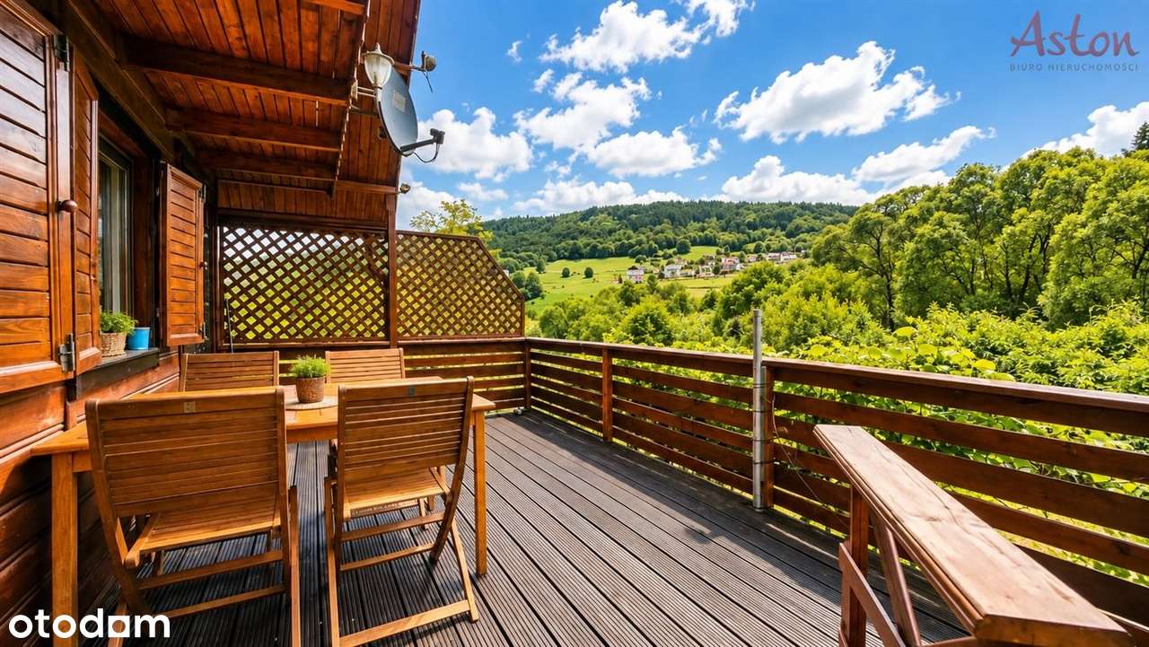 Drewniany domek całor|1158 m² działki| pięny wido