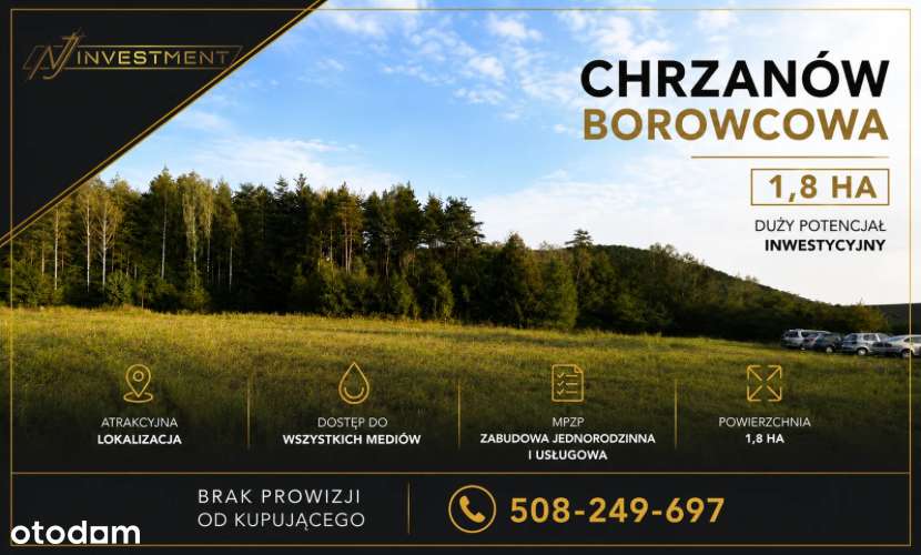 1,8 ha pod zabudowę usługowo mieszalna Chrzanów blisko Kraków Katowice