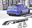 DIFUSOR TRASEIRO PARA AUDI A3 RS3 8V 16-20 + PONTEIRAS ESCAPE - 1