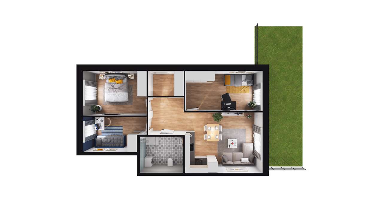 4-pokojowe mieszkanie 63m2 + ogródek - Pełny obrazek: 2/8