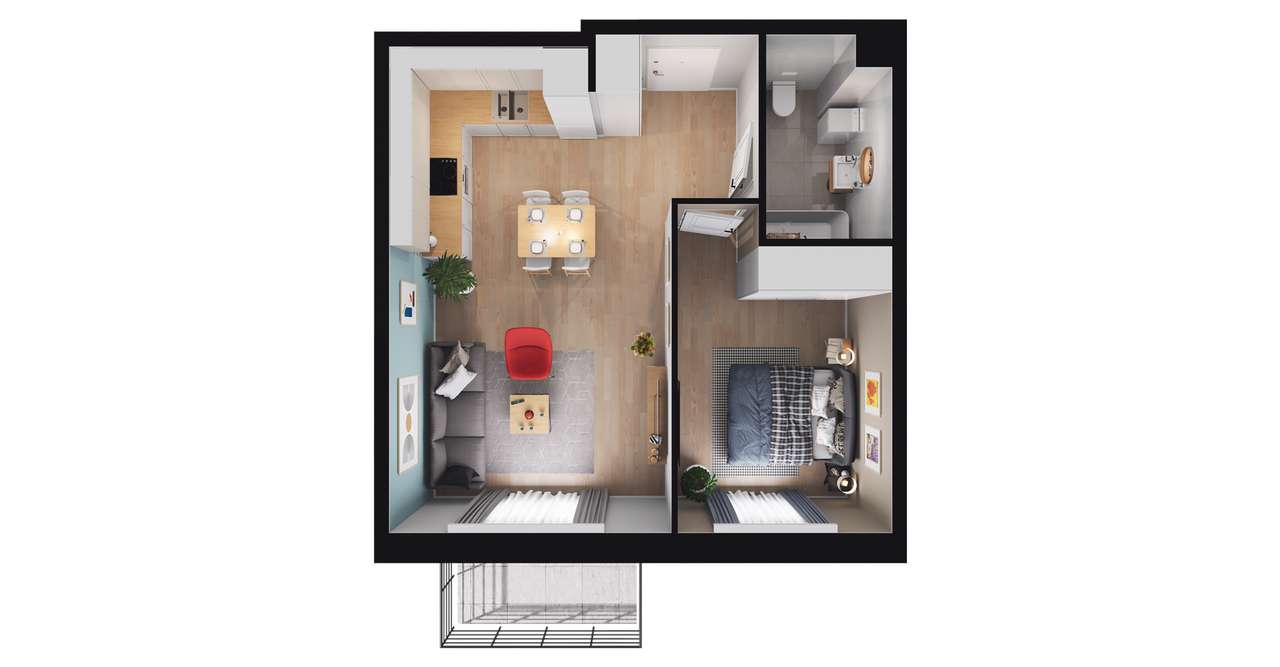 2-pokojowe mieszkanie 41m2 + balkon Bez Prowizji - Pełny obrazek: 3/9