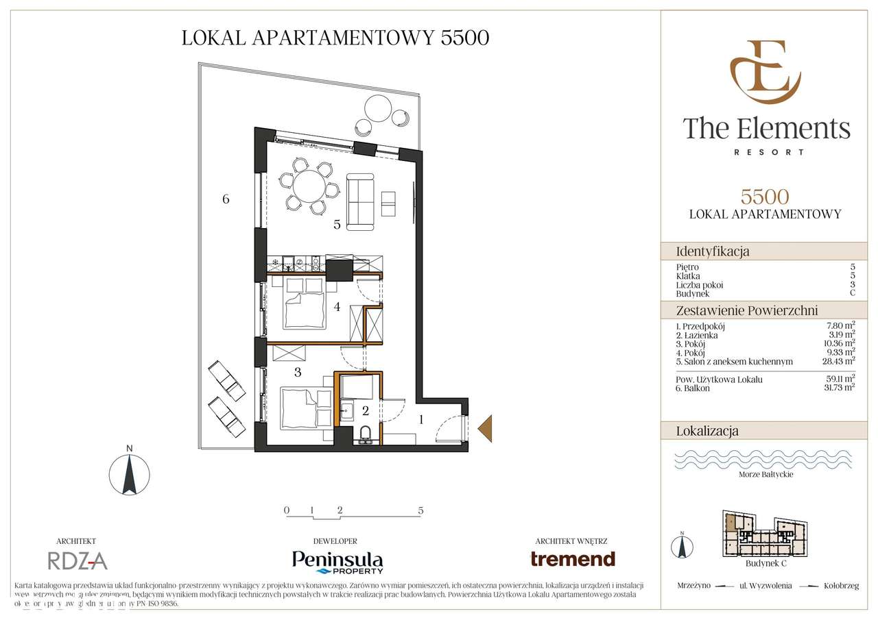 The Elements Resort | apartament 3-pok. | 5500 - Pełny obrazek: 2/7