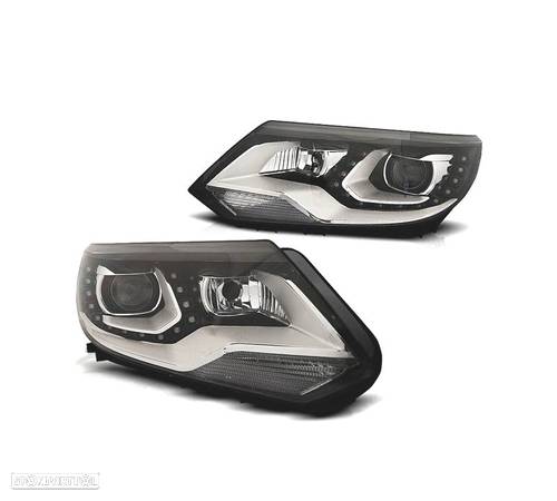 FAROIS FRONTAIS PARA VOLKSWAGEN VW TIGUAN 11-16 LUZ DIURNA FUNDO PRETO - 1