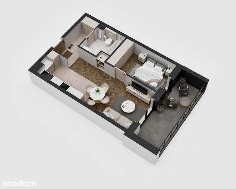 2-pokojowe mieszkanie 41m2 + balkon Bezpośrednio - Pełny obrazek: 2/8