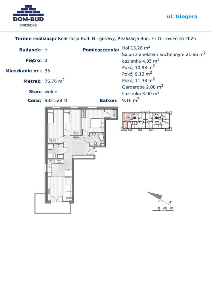 ul. Glogera | mieszkanie 4-pok. | H_35 - Pełny obrazek: 2/7
