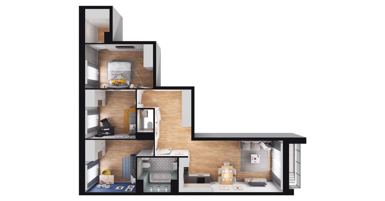4-pokojowe mieszkanie 75m2 + loggia - Pełny obrazek: 2/8