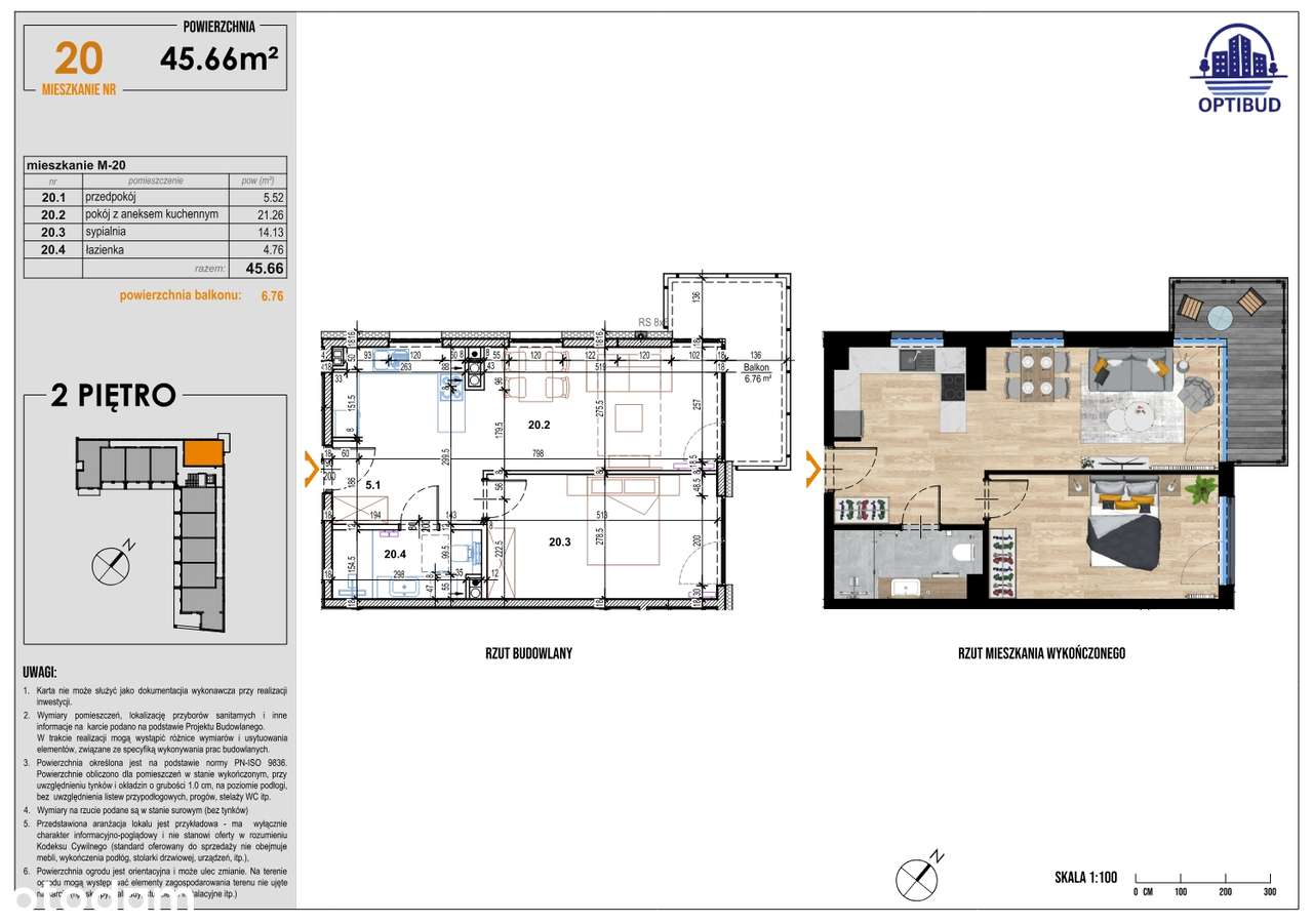 Słoneczne Tarasy - mieszkanie nr 20 (drugie piętro) - Pełny obrazek: 2/9