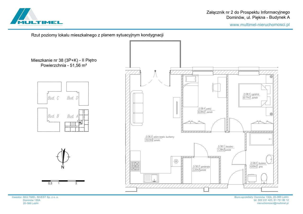 3-pokojowe mieszkanie 51m2 Bezpośrednio - Pełny obrazek: 2/7