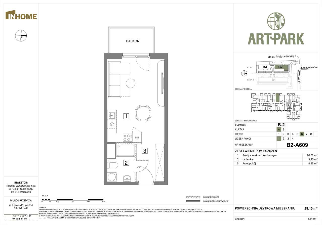 1-pokojowe mieszkanie 29m2 + balkon - Pełny obrazek: 2/9