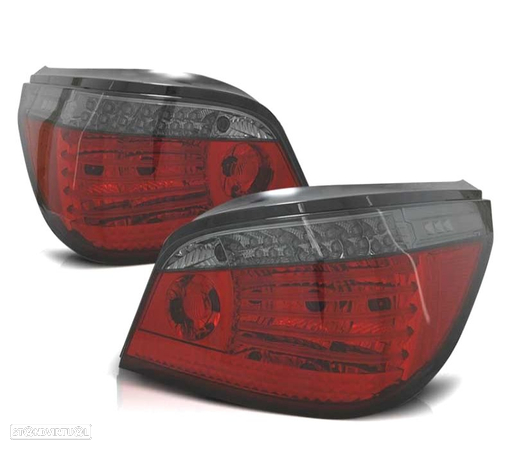 FAROLINS TRASEIROS LED CELIS PARA BMW E60 03-07 VERMELHO ESCURECIDOS - 1