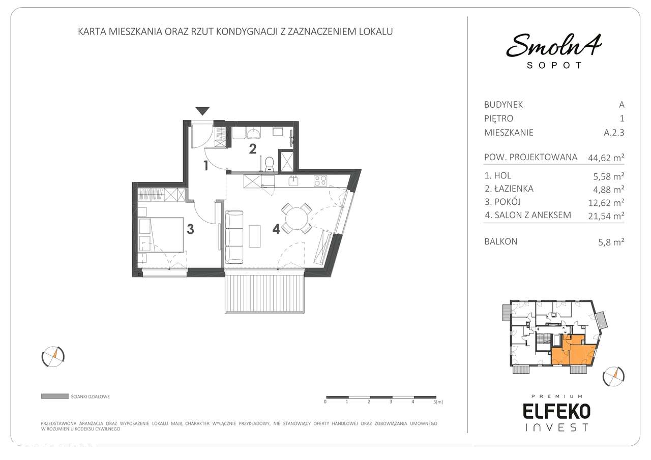 Mieszkanie 2 pok., 1 piętro, winda, Sopot - Pełny obrazek: 2/9