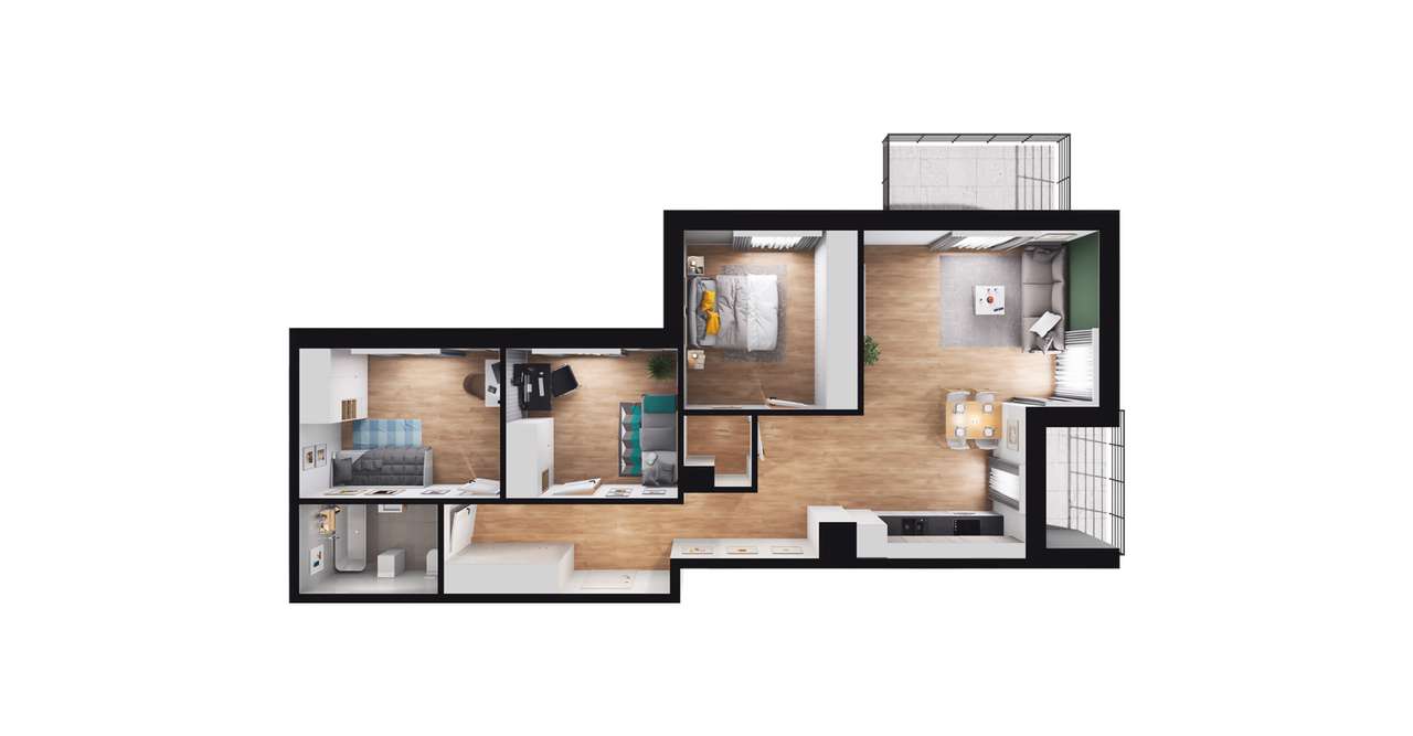 4-pokojowe mieszkanie 78m2 + 2 balkony - Pełny obrazek: 2/8