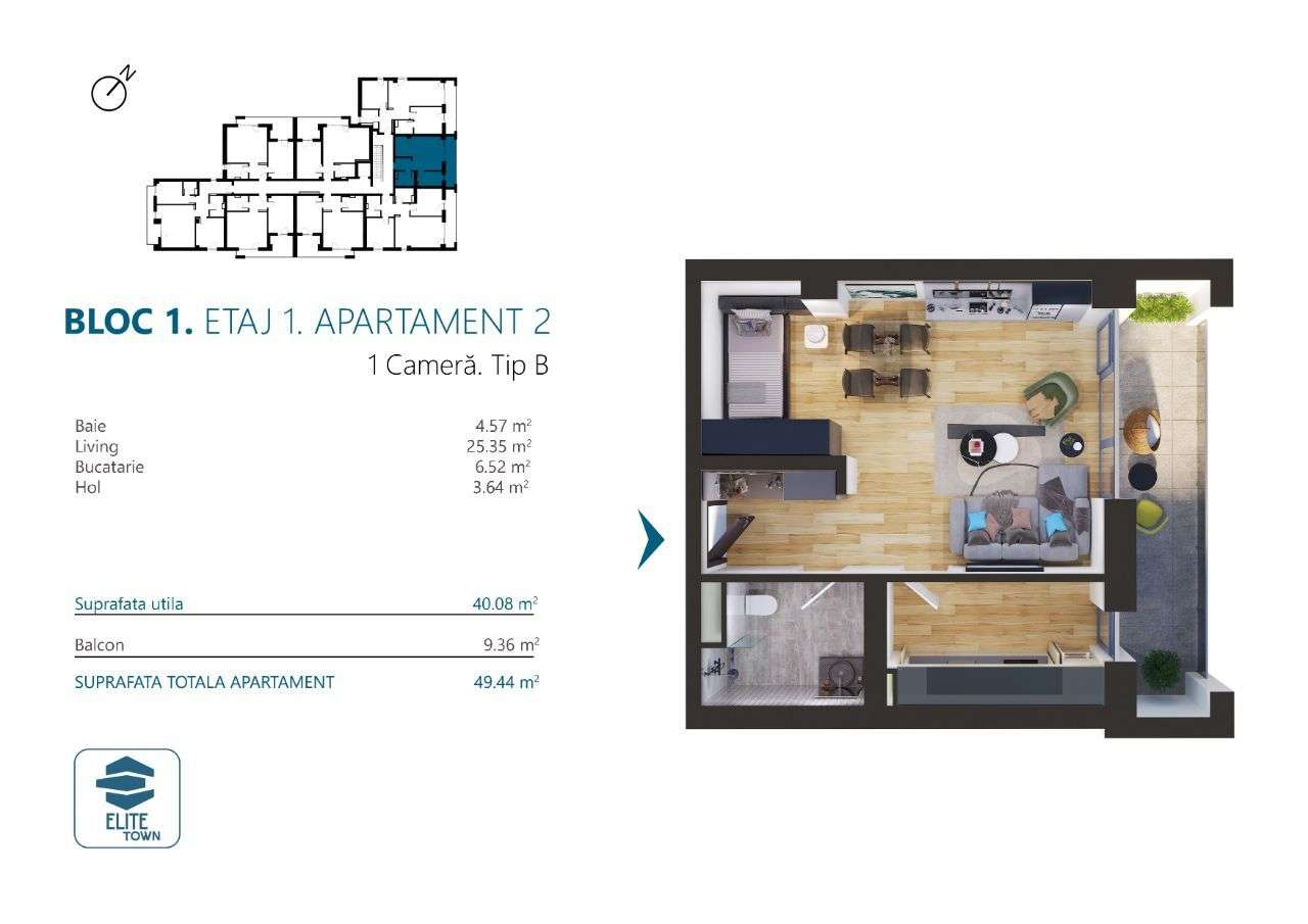 Apartament 1 cameră | TORONTALULUI-1