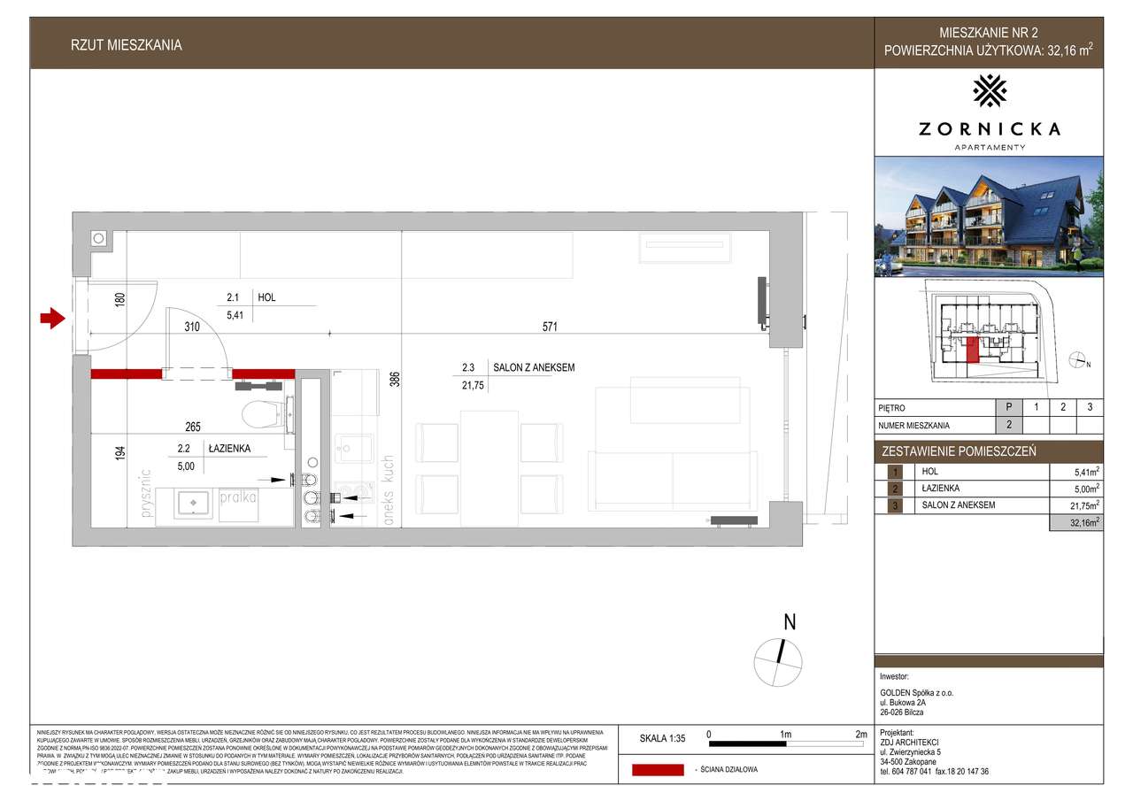 Apartamenty Zornicka  | 1-pok. | nr 2 - Pełny obrazek: 2/7