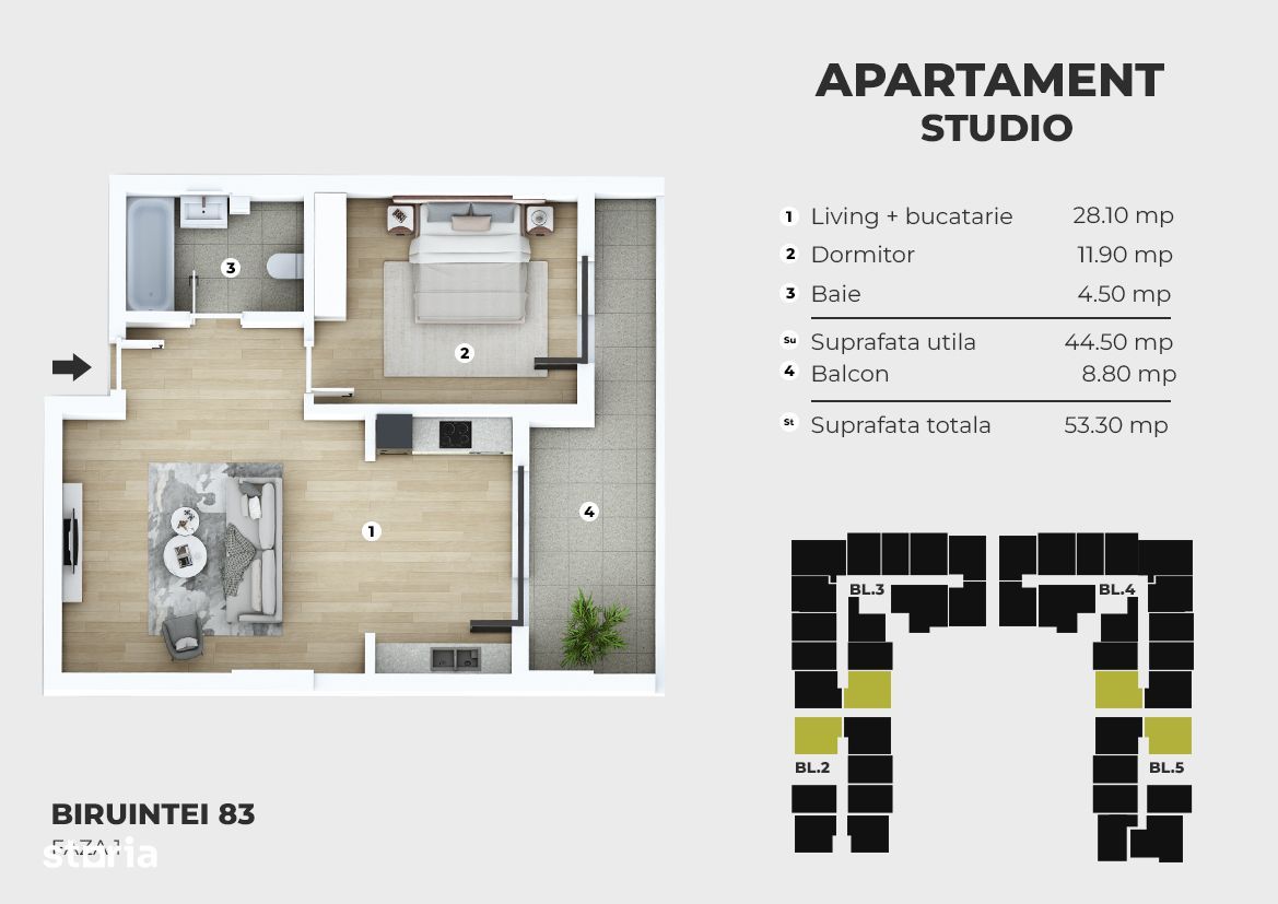 Apartament 2 camere, ansamblu cu piscina, metrou Berceni - 300 metri