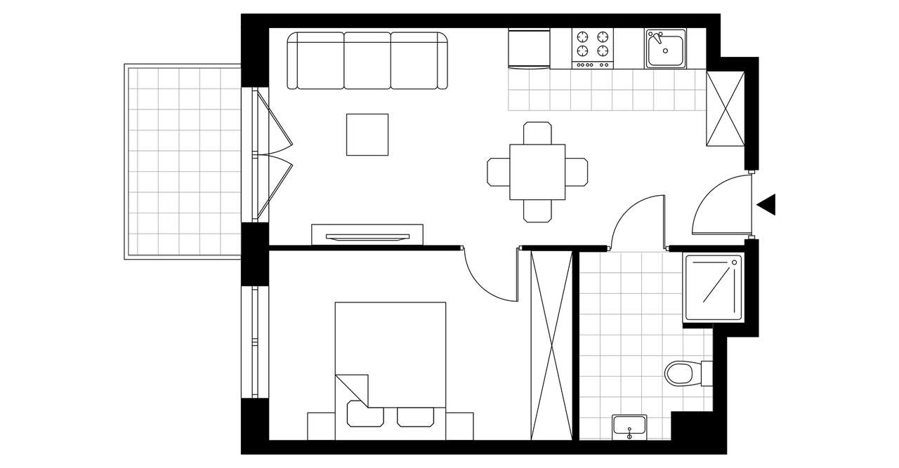 2-pokojowe mieszkanie 38m2 + balkon Bez Prowizji - Pełny obrazek: 3/5