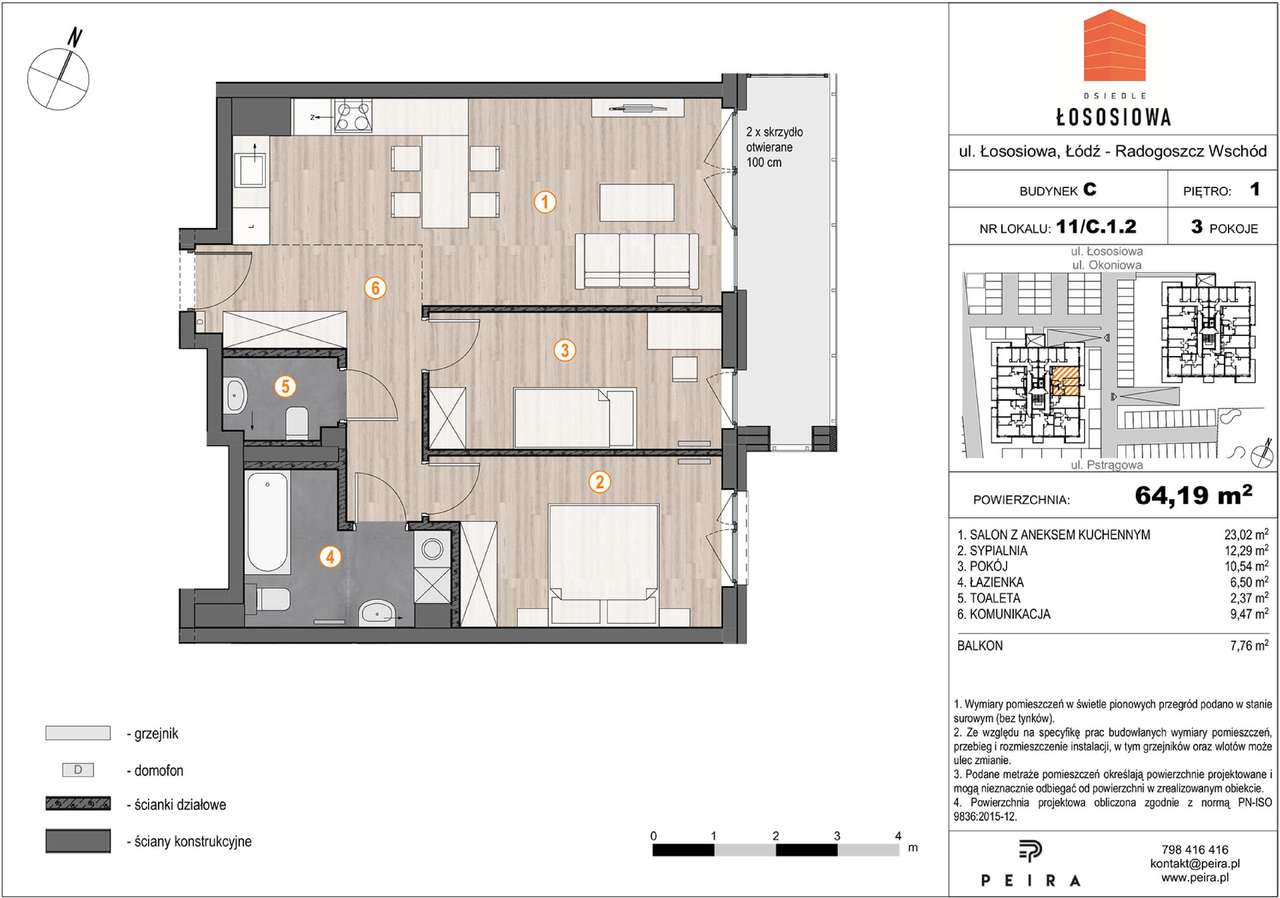 Osiedle Łososiowa | mieszkanie 3-pok. | 11 - Pełny obrazek: 2/7