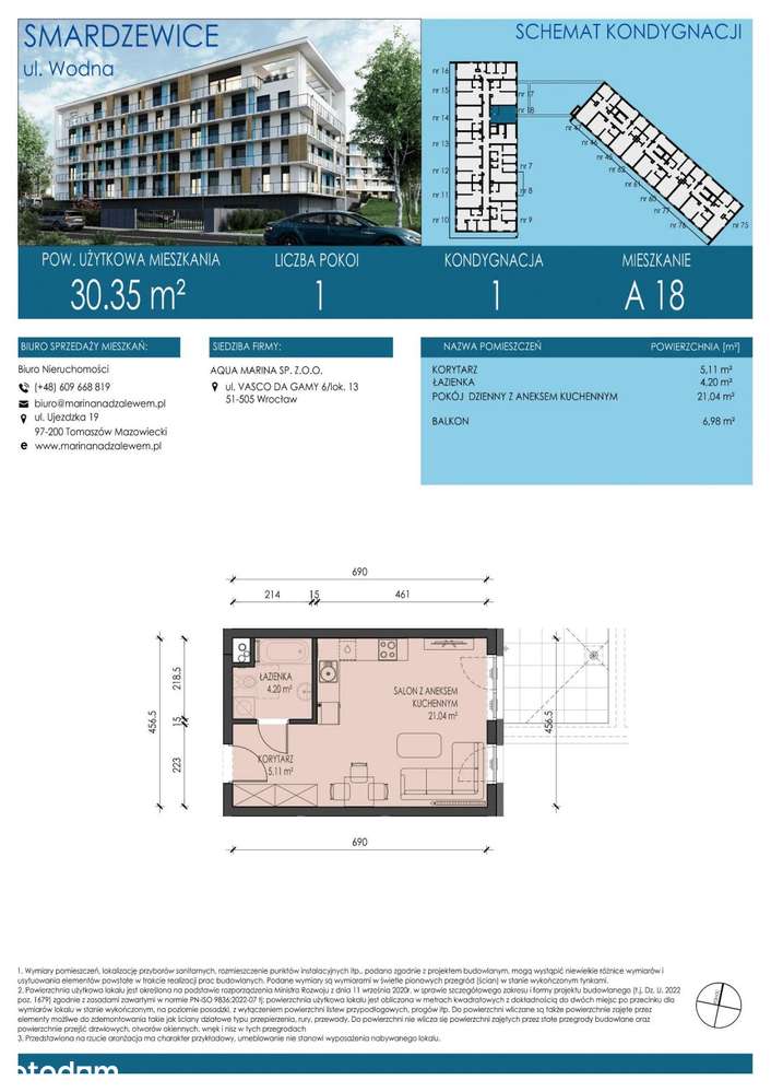 1-pokojowe mieszkanie 30m2 + balkon Bezpośrednio - Pełny obrazek: 2/5