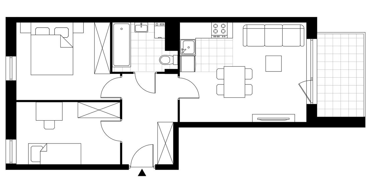 3-pokojowe mieszkanie 48m2 + balkon Bezpośrednio - Pełny obrazek: 4/7