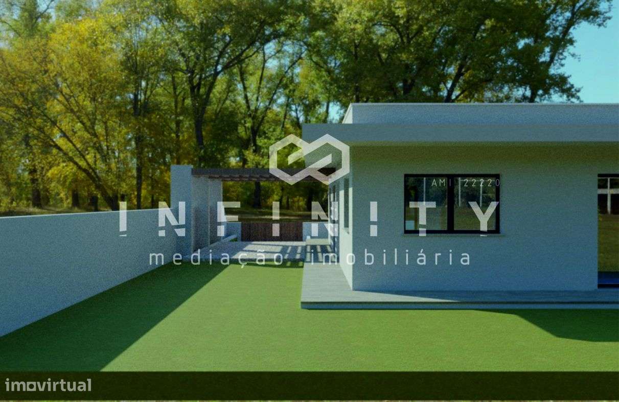 Moradia T3 térrea em construção com jardim e piscina-7