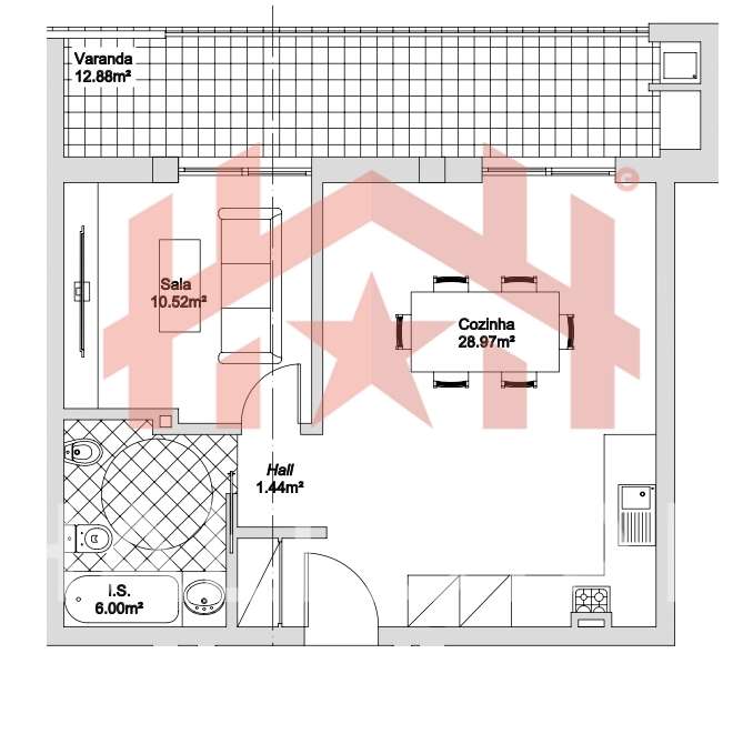 Apartamento T1 + T0 / Varanda com Churrasqueira / Boa Vista-12