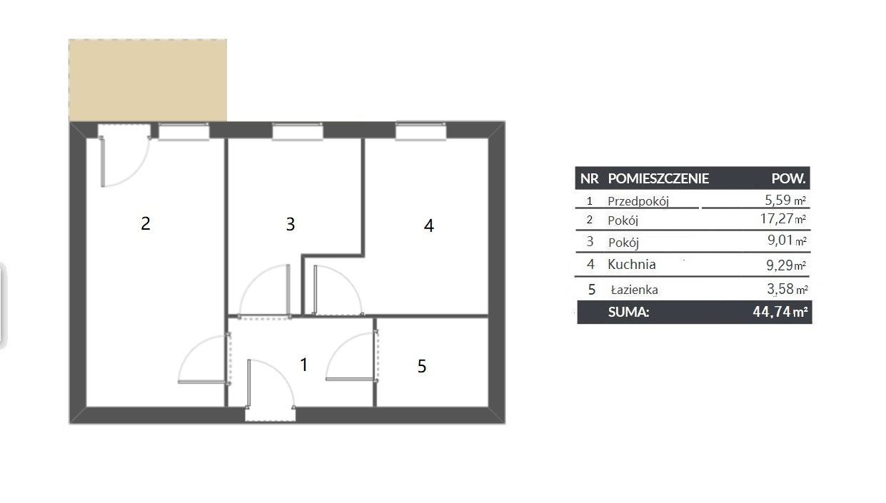 Mieszkanie B7M7 - 44,74 m2