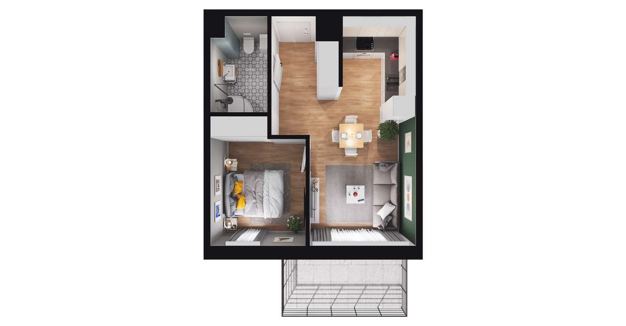 2-pokojowe mieszkanie 36 m² + balkon - View 3