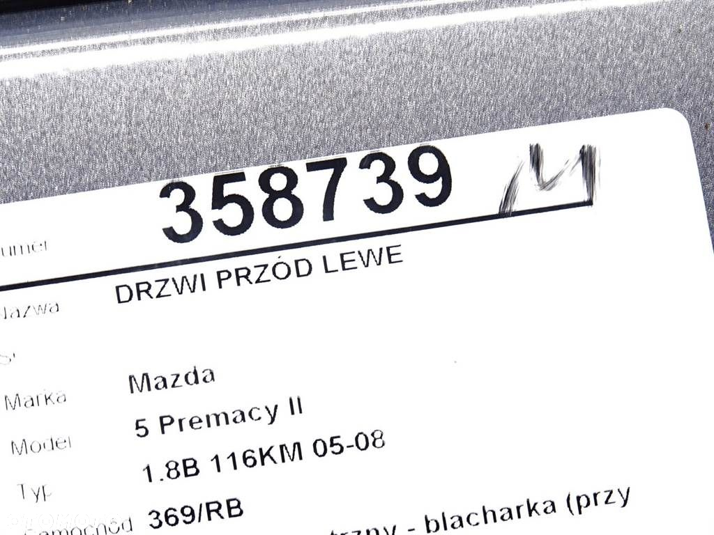 DRZWI PRZÓD LEWE MAZDA 5 (CR19) 2005 - 2010 1.8 (CR19) 85 kW [116 KM] benzyna 2005 - 2010 - 6