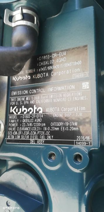 SILNIK Kubota D1803-CR-EU04 z osprzętem 22.7kW 15500 netto - 5