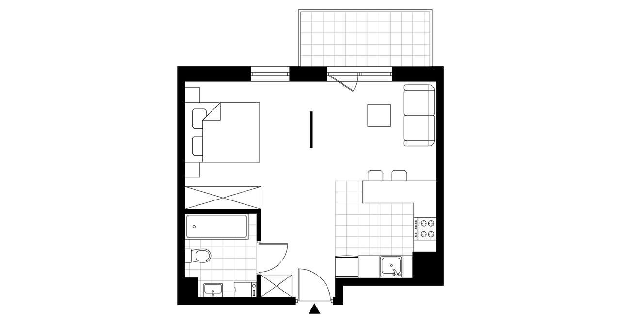 1-pokojowe mieszkanie 37m2 + balkon - Pełny obrazek: 3/8