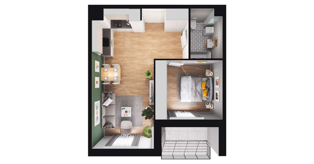 2-pokojowe mieszkanie 41m2 + taras Bez Pośredników - Pełny obrazek: 2/8