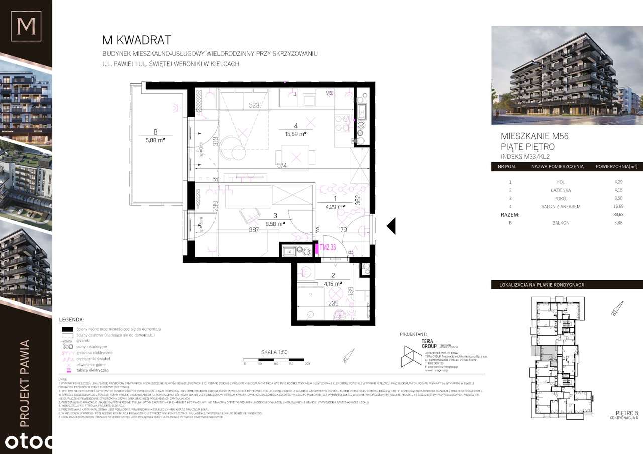 Mieszkanie M56, 33,63m2 Projekt Pawia Kielce-11