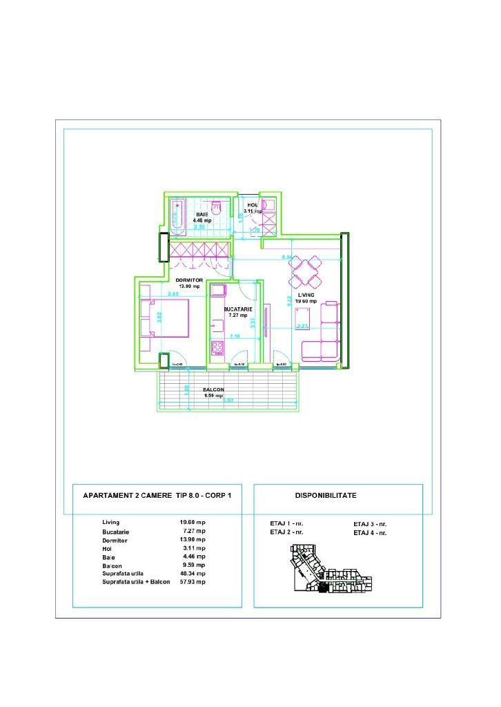 Apartament de 2 camere in stadiul de proeictare zona Metalurgiei