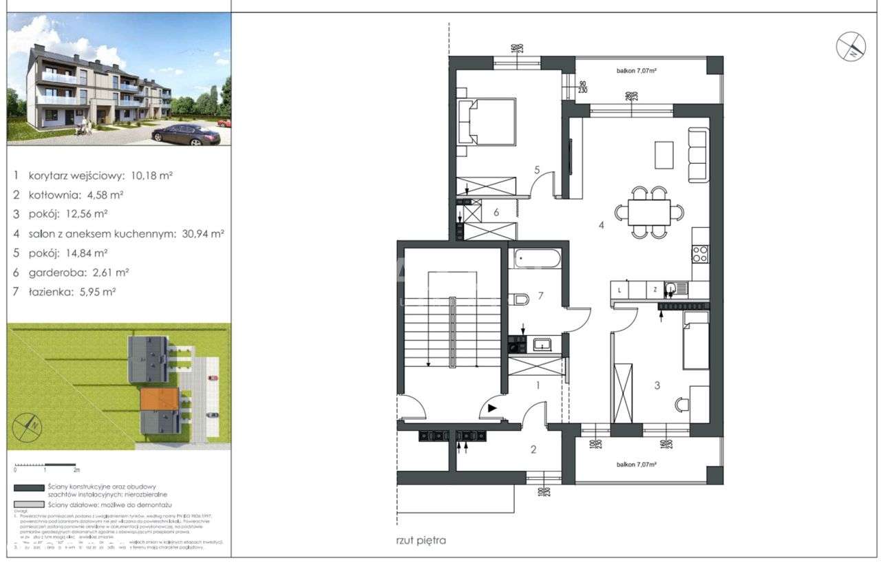 Apartament 50m od linii brzegowej 3 pok.Dwa Tarasy - Pełny obrazek: 3/3