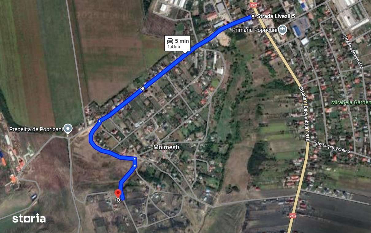 Teren Popricani Iasi 1300 mp, intravilan, dubla deschidere 25 ml-1