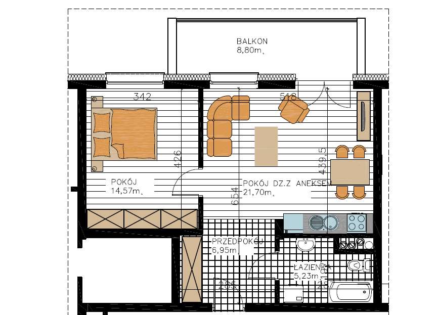 Mieszkanie 48,5 m2 2 pok. Blisko centrum! Umeblowane - Pełny obrazek: 2/18