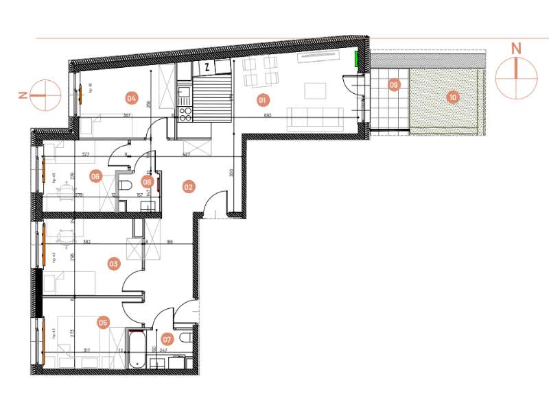 Mieszkanie, 81.72m², 5 pokoi, 1 piętro, C-KLF18-LM1, Nowe Horyzonty - Pełny obrazek: 2/14