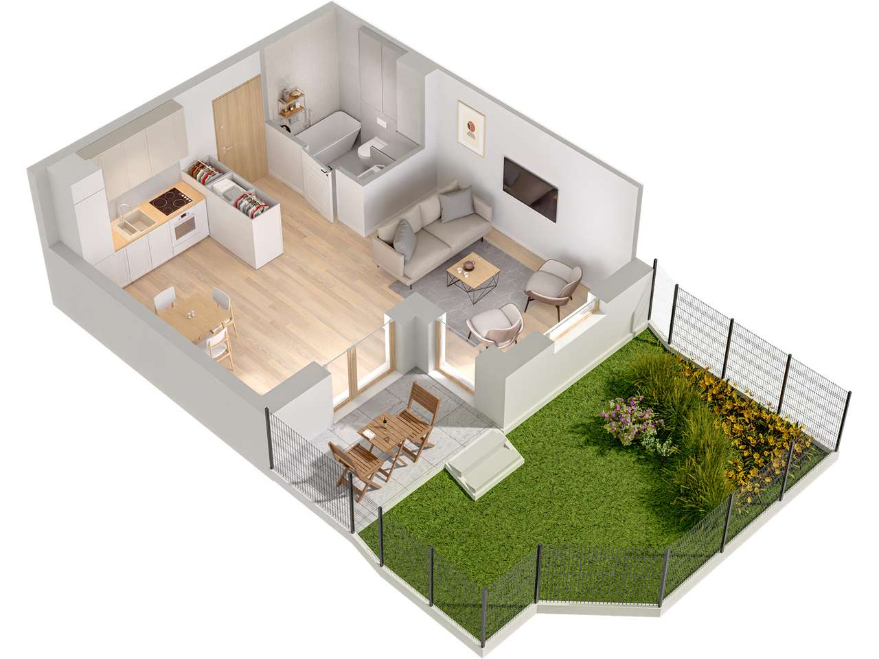 1-pokojowe mieszkanie 34,42 m2 + ogródek - Pełny obrazek: 5/10