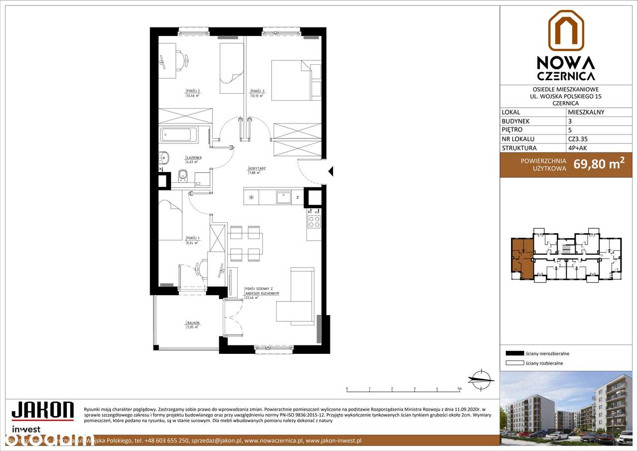 4-pokojowe mieszkanie 70m2 + balkon Bez Prowizji - Pełny obrazek: 2/7